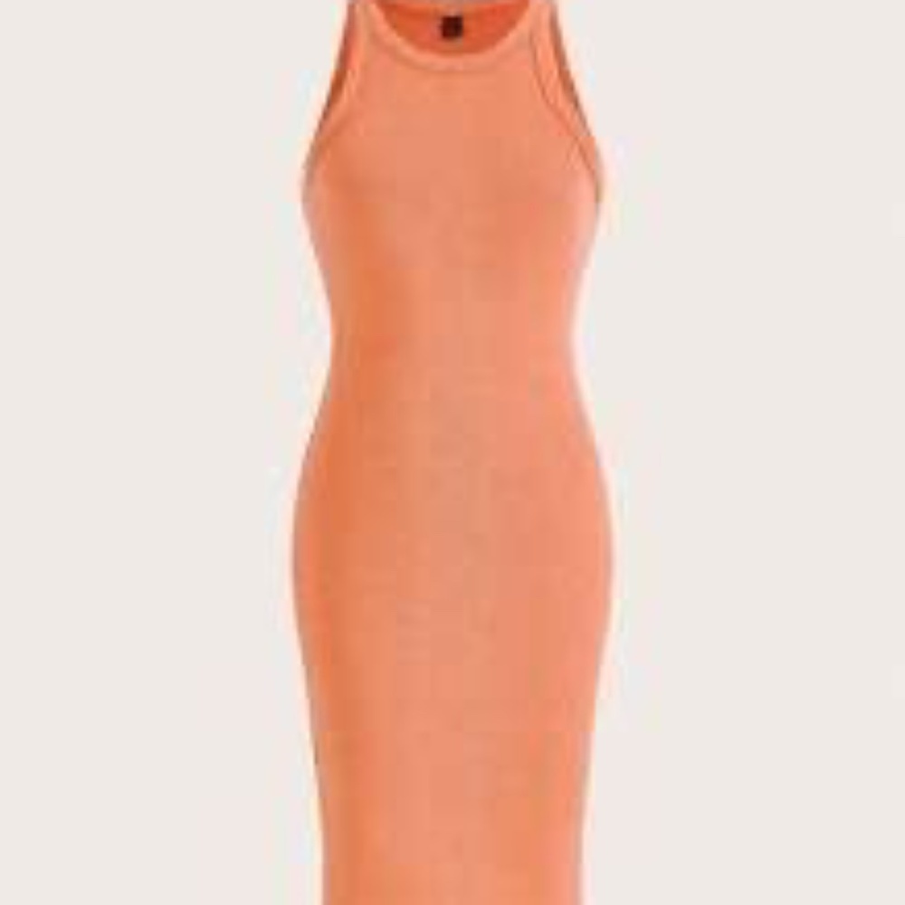 SHEIN EZwear Solid Ribbed Knit Tank Dress,Pastel Dresses For Women